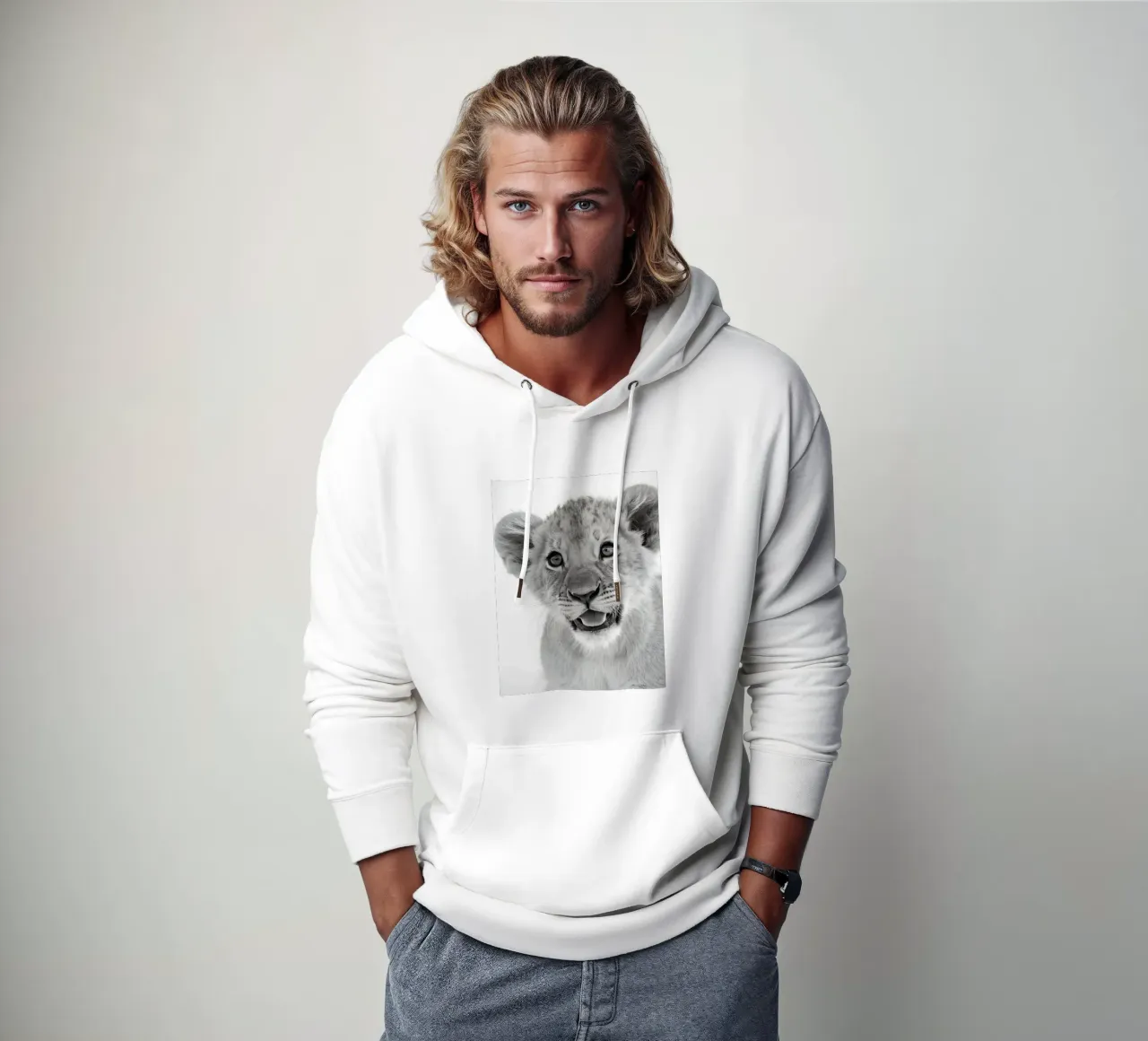 Giovane leone felpa con cappuccio da 🎁 NOBELART