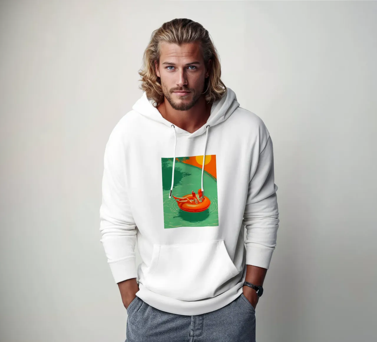 Reading Boy No 03 felpa con cappuccio da lazydaypaper