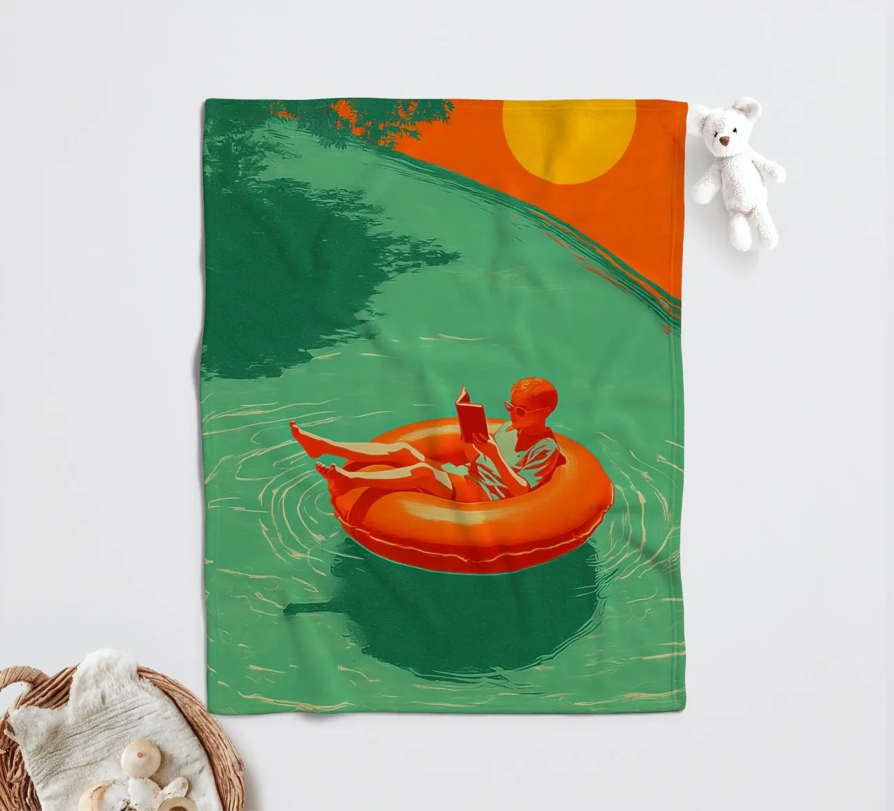 Reading Boy No 03 coperta in pile da lazydaypaper