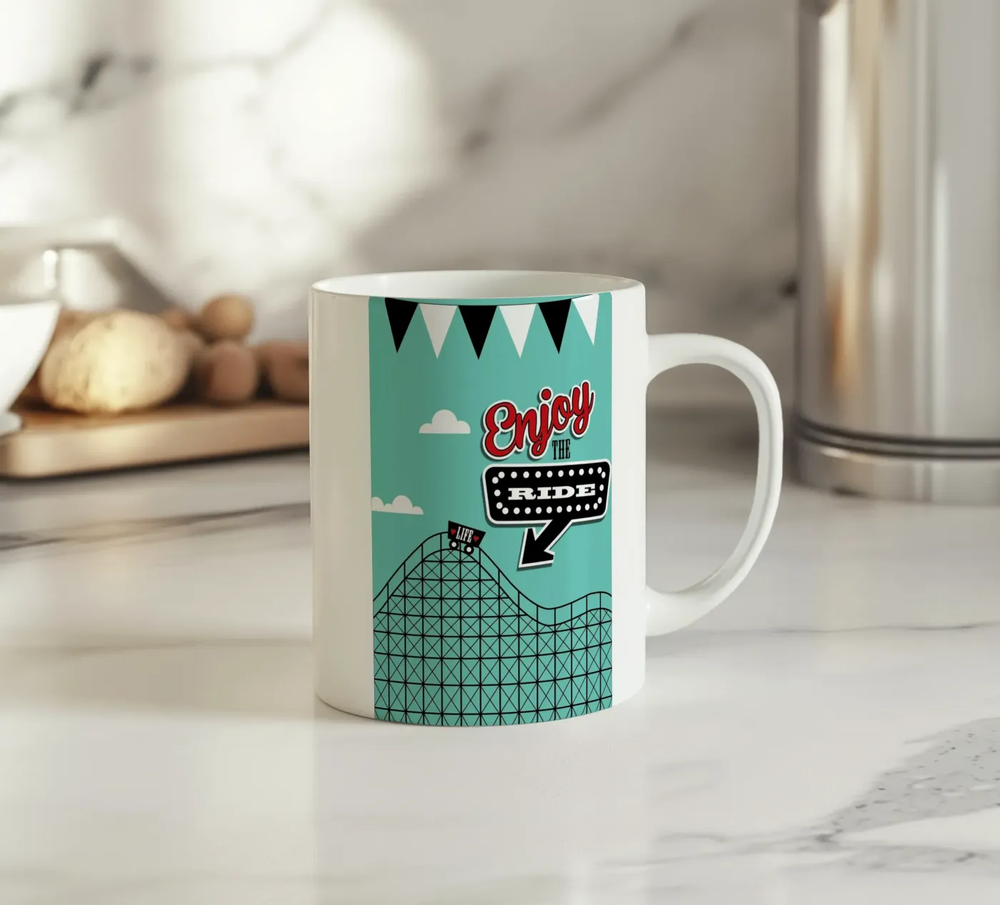 Enjoy ceramic mug by Trabolt Design