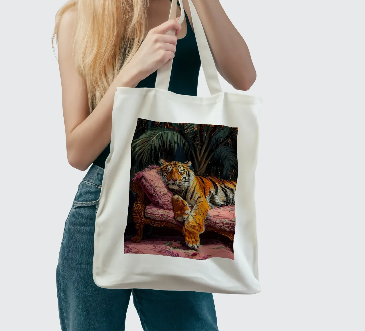 Olio botanico rilassante Tiger Jungle Sleep Sofa borsa in juta da Euphoria Theresa