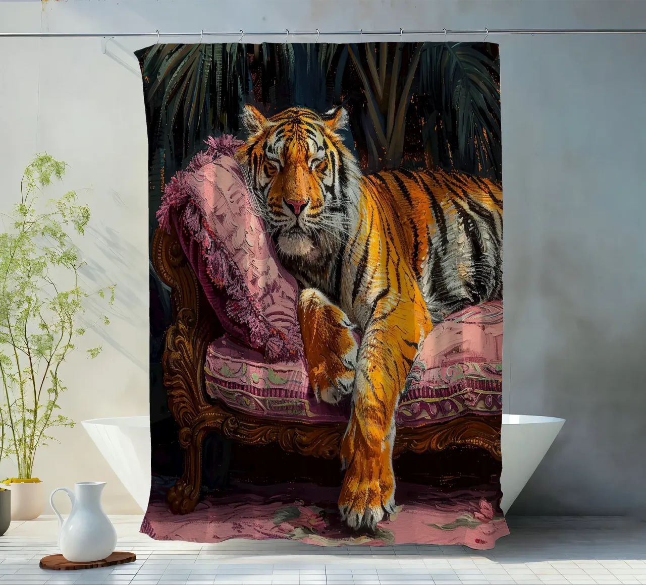 Olio botanico rilassante Tiger Jungle Sleep Sofa tenda da doccia da Euphoria Theresa