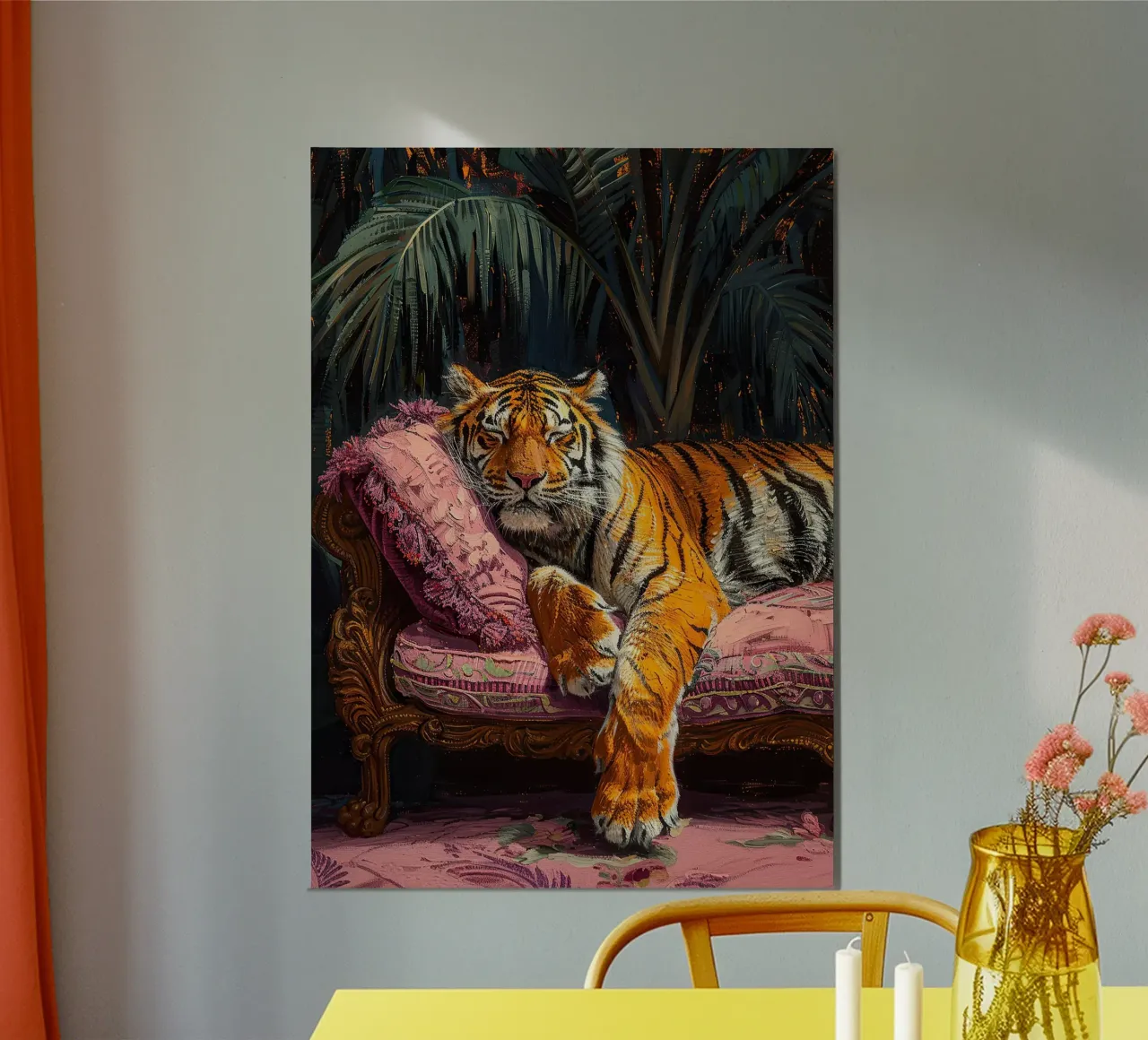 Olio botanico rilassante Tiger Jungle Sleep Sofa alluminio dibond da Euphoria Theresa