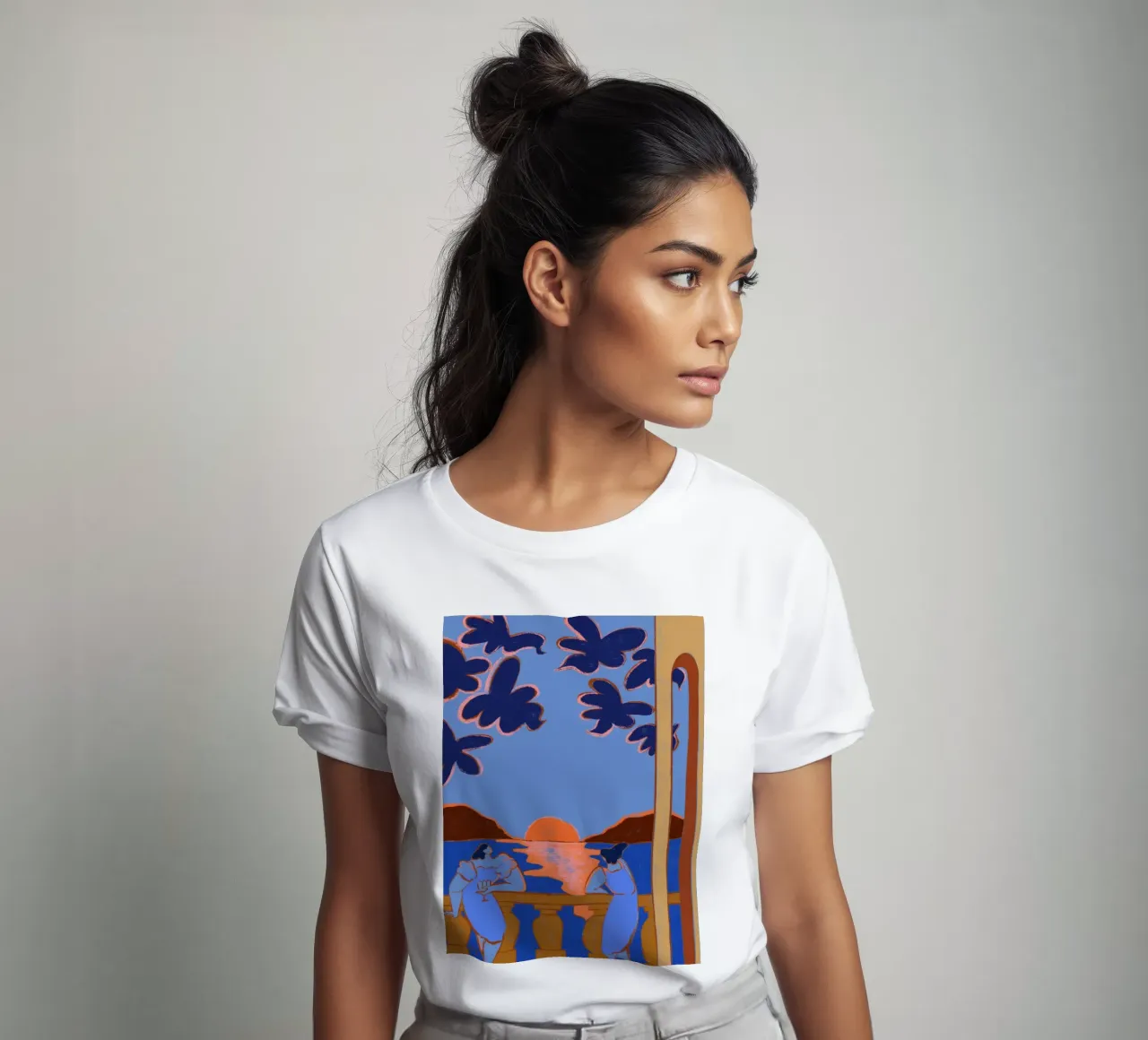 Conversazione al crepuscolo t-shirt da Arty Guava