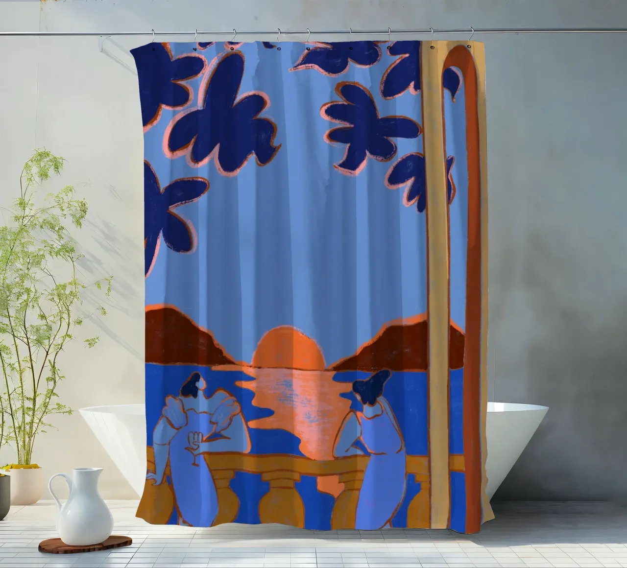 Conversazione al crepuscolo tenda da doccia da Arty Guava