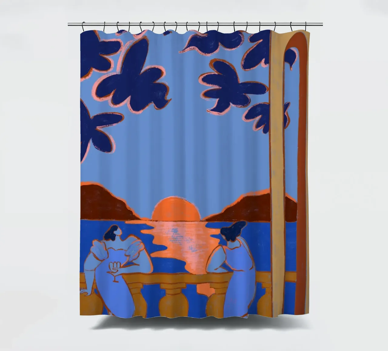 Conversazione al crepuscolo tenda da doccia da Arty Guava