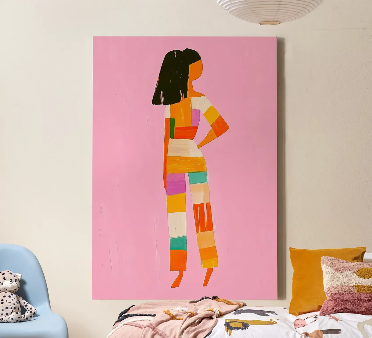 Rosa Farbe Block Jumpsuit | Maximalistische Mode Pop Art | Dop Leinwand von dawnthesea