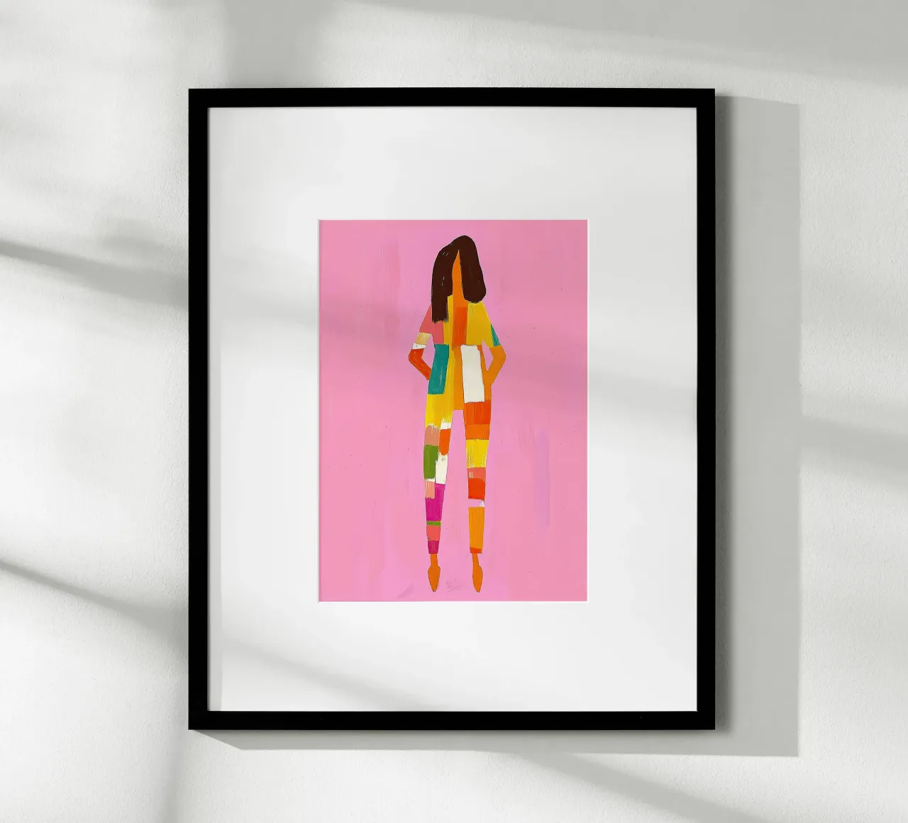 Pink Color Block Figure | Hot Pink Pop Maximalist | Primary hahnemühle by dawnthesea
