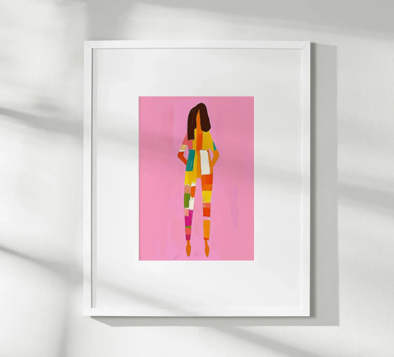 Pink Color Block Figure | Hot Pink Pop Maximalist | Primary hahnemühle by dawnthesea