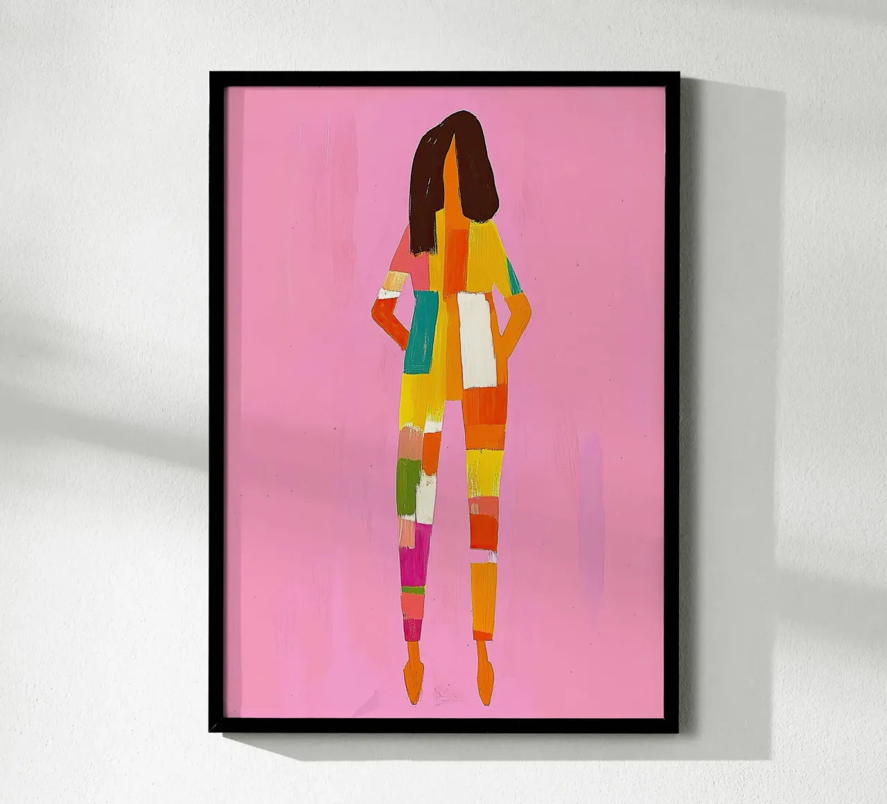 Pink Color Block Figure | Hot Pink Pop Maximalist | Primary hahnemühle by dawnthesea