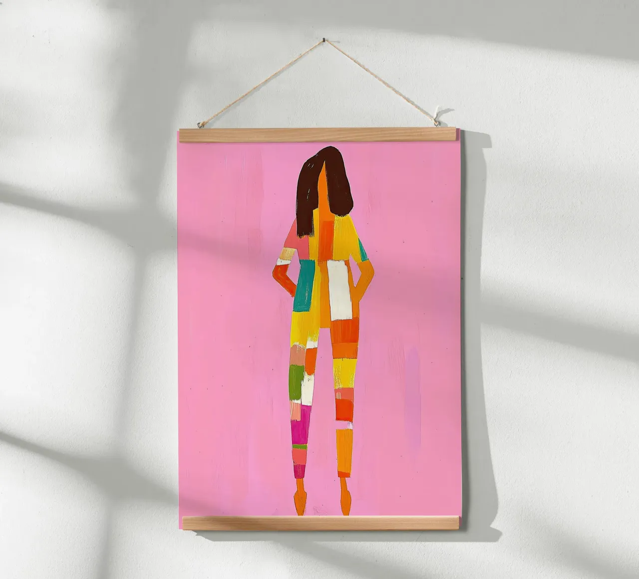 Pink Color Block Figure | Hot Pink Pop Maximalist | Primary hahnemühle by dawnthesea