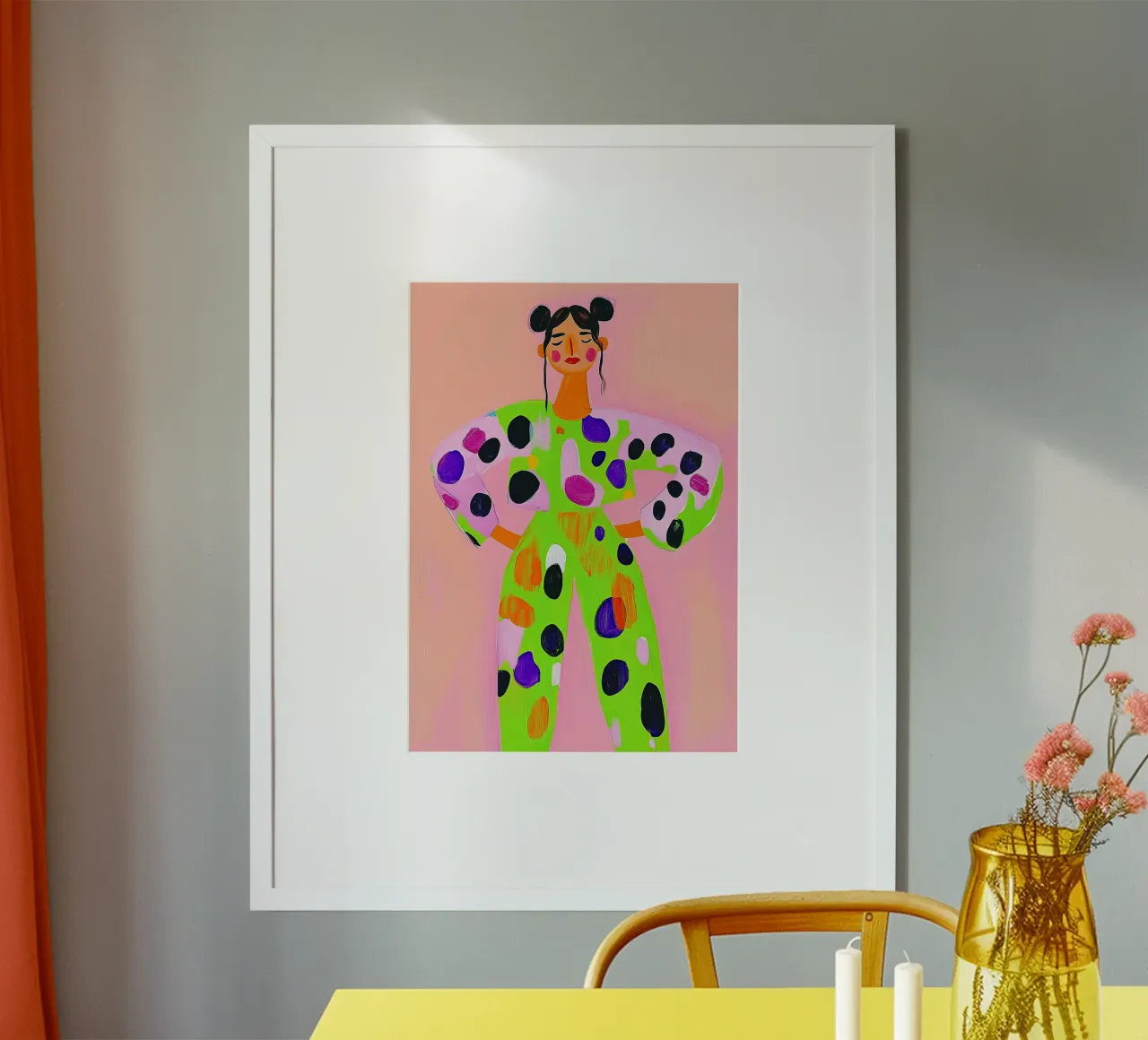 Neon Maximalist Pop Art Figur: Limonengrüner Blob-Overall Hahnemühle von dawnthesea