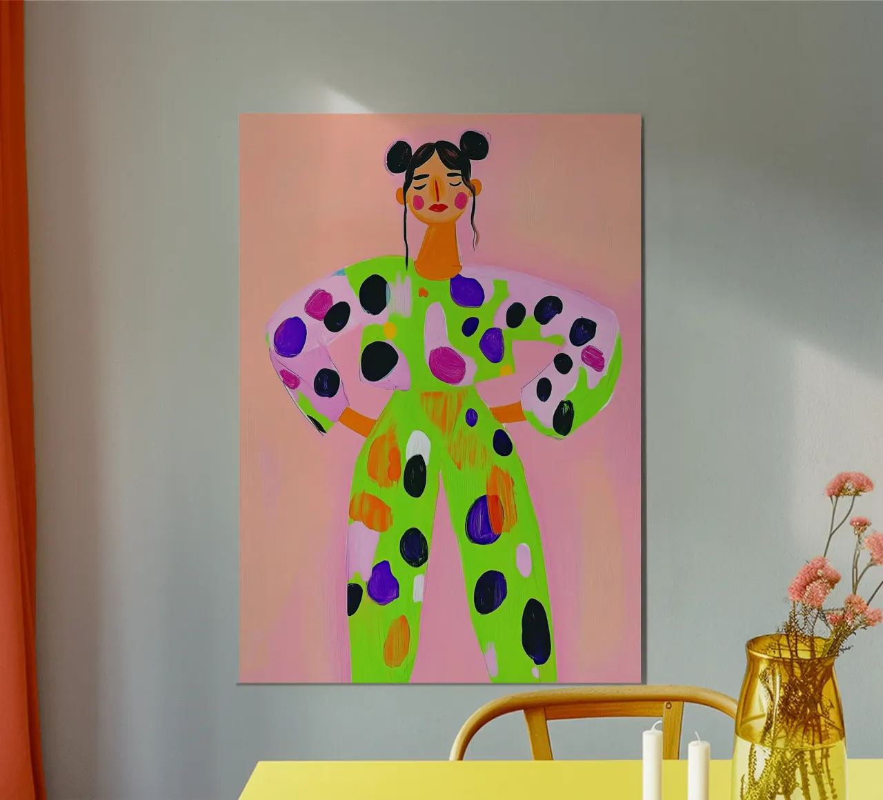 Neon Maximalist Pop Art Figur: Limonengrüner Blob-Overall Hahnemühle von dawnthesea