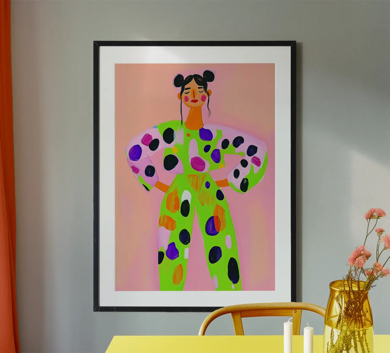 Neon Maximalist Pop Art Figur: Limonengrüner Blob-Overall Hahnemühle von dawnthesea
