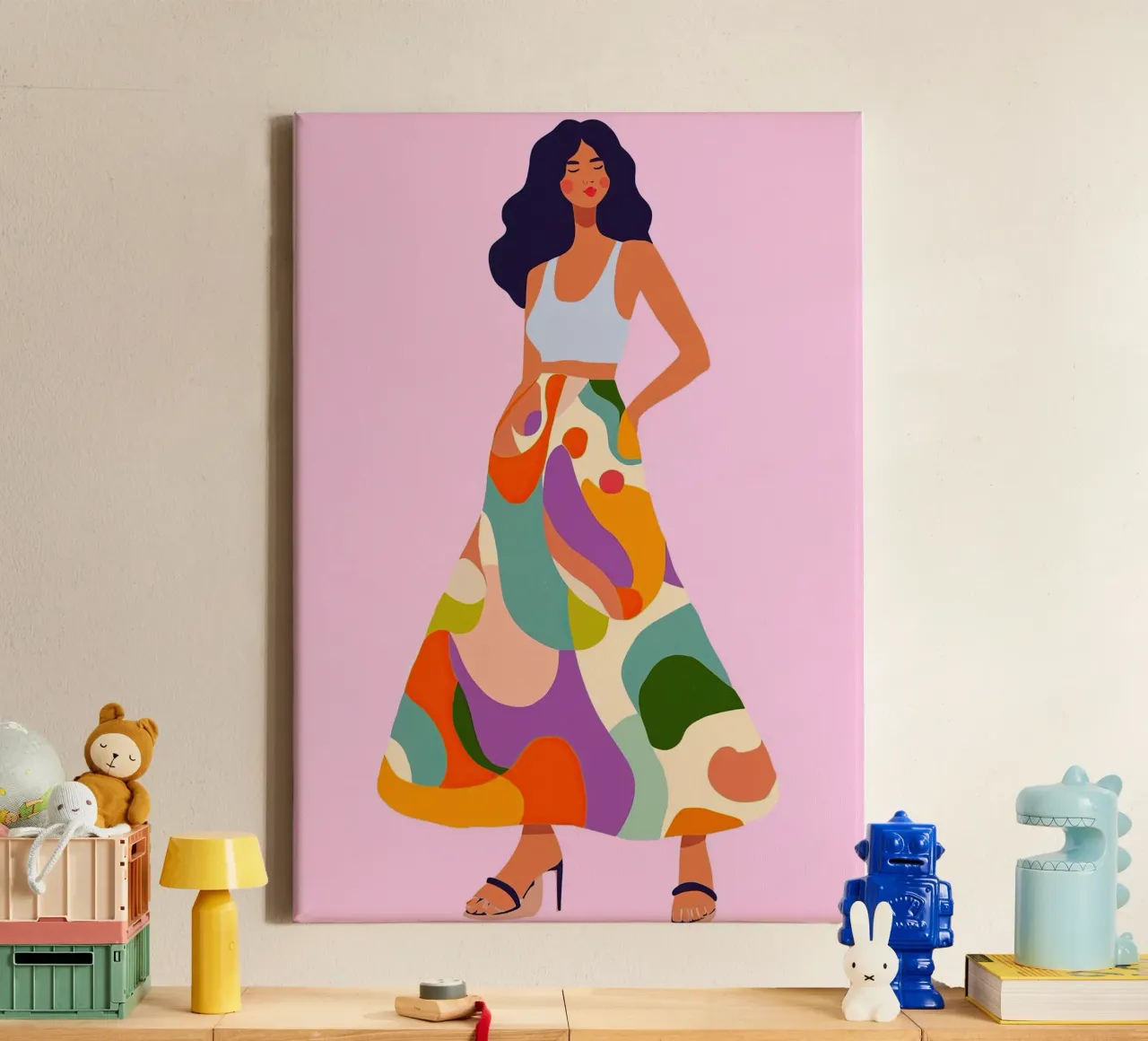 Abstracte Flow Rok Kunst: Bohemian Maximalistische mode print canvas van dawnthesea