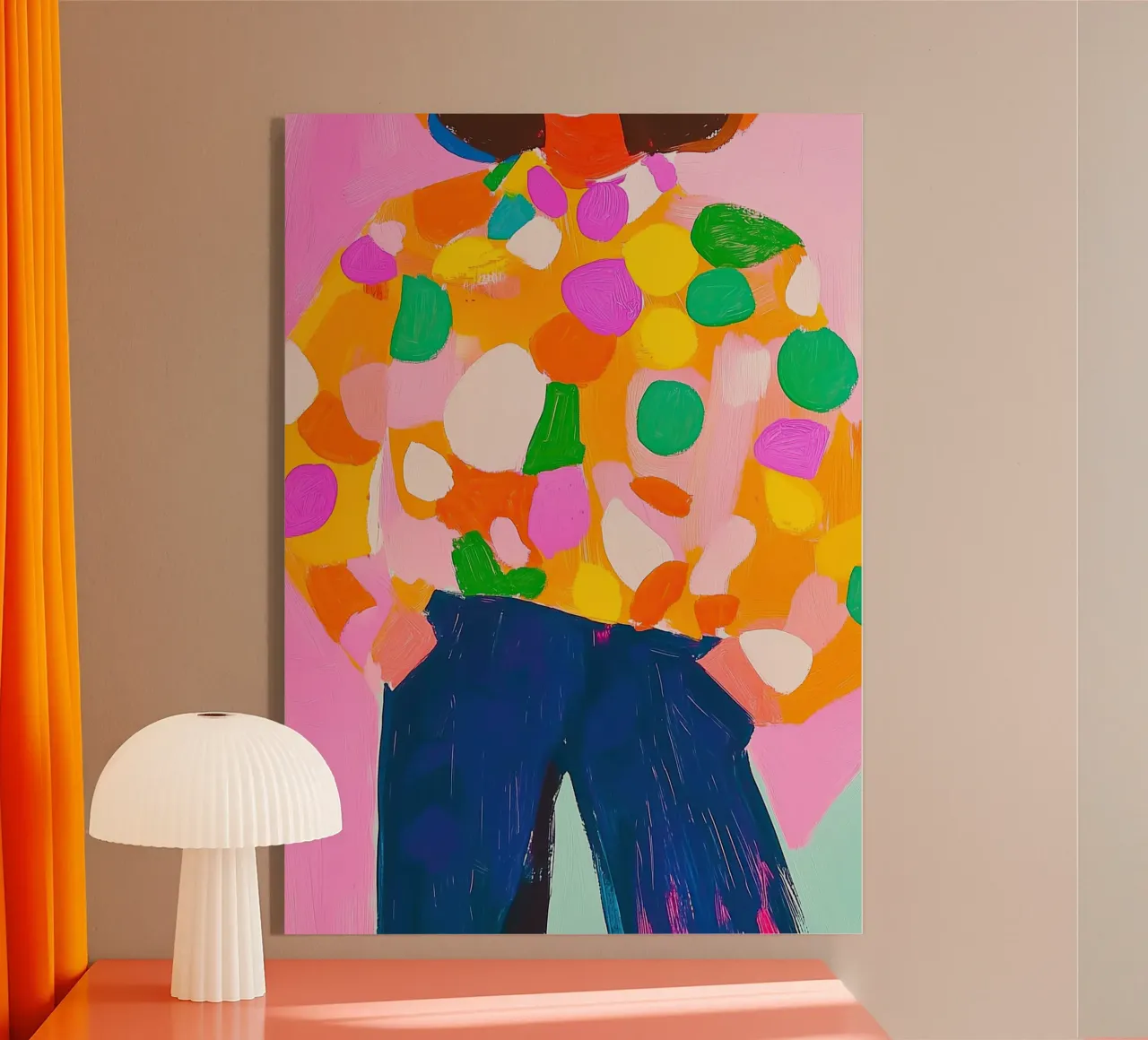 Chunky Abstract Dot Pop Art: Moda Maximalista Naranja y Azul metacrilato de dawnthesea