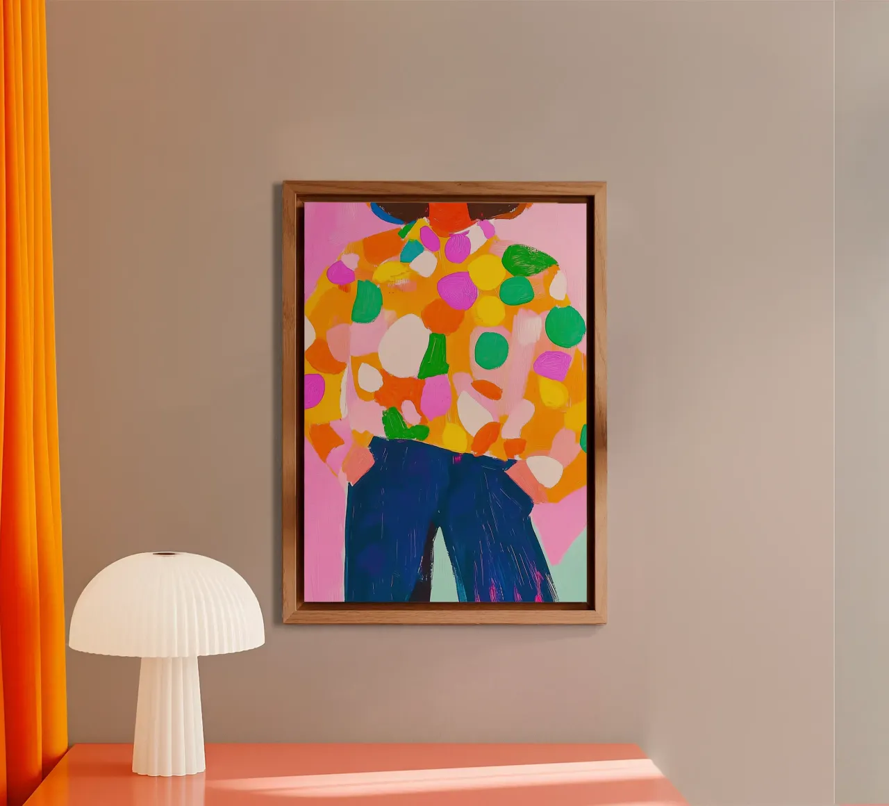 Chunky Abstract Dot Pop Art: Arancione e blu, moda massimalista alluminio dibond da dawnthesea