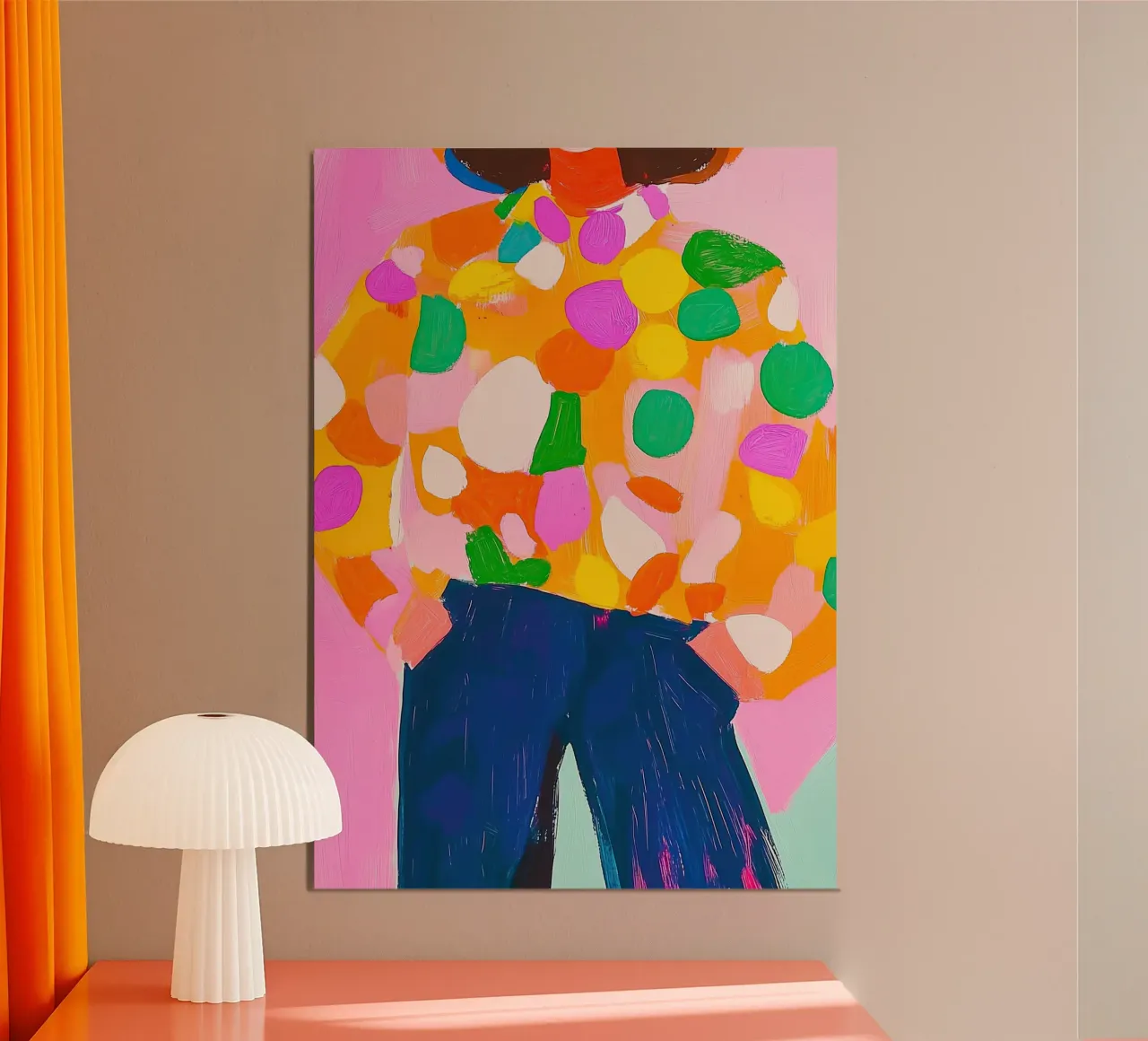 Chunky Abstract Dot Pop Art: Arancione e blu, moda massimalista alluminio dibond da dawnthesea