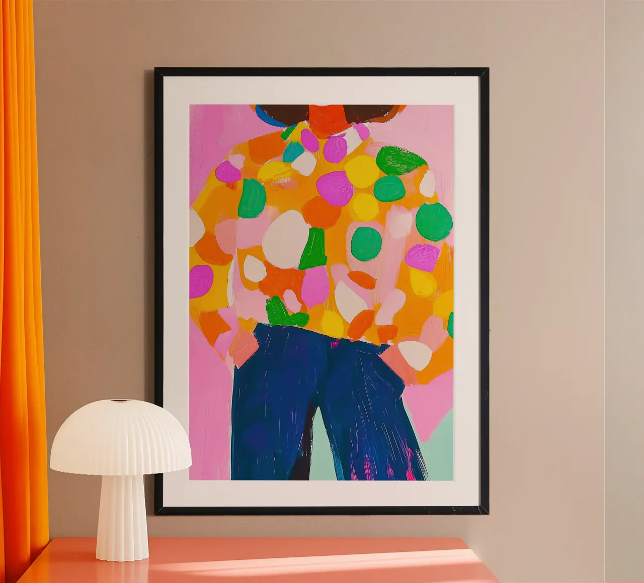 Chunky Abstract Dot Pop Art: Arancione e blu, moda massimalista carta hahnemühle da dawnthesea