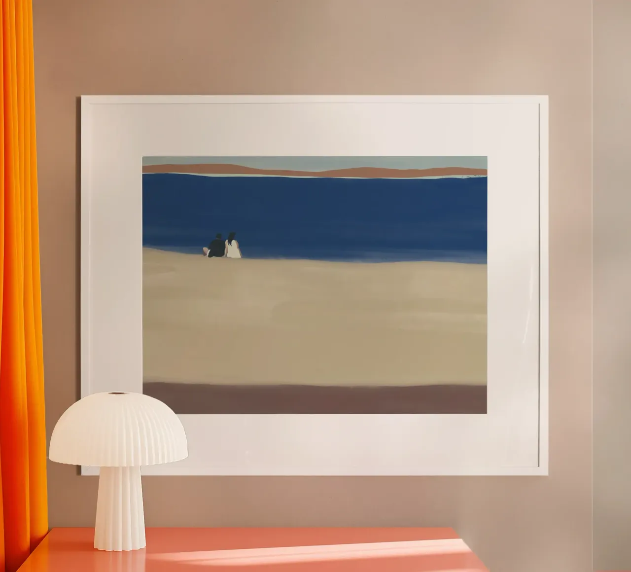 Pärchen am Meer sitzend Hahnemühle von Life of Pie