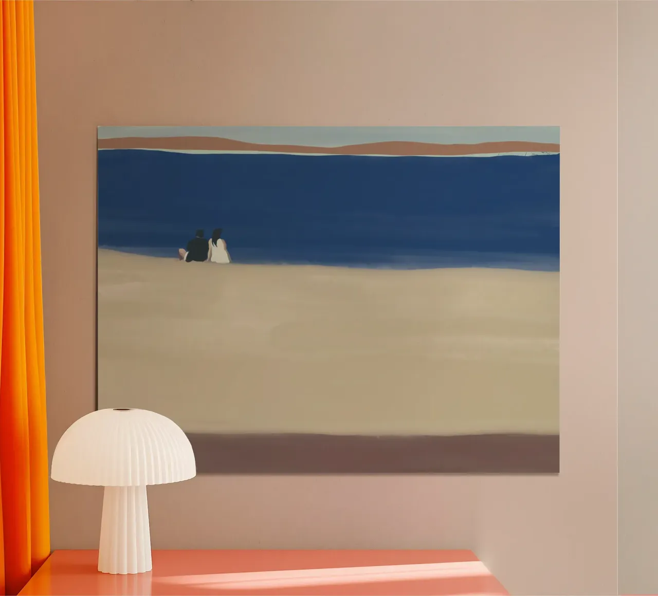 Pärchen am Meer sitzend Hahnemühle von Life of Pie