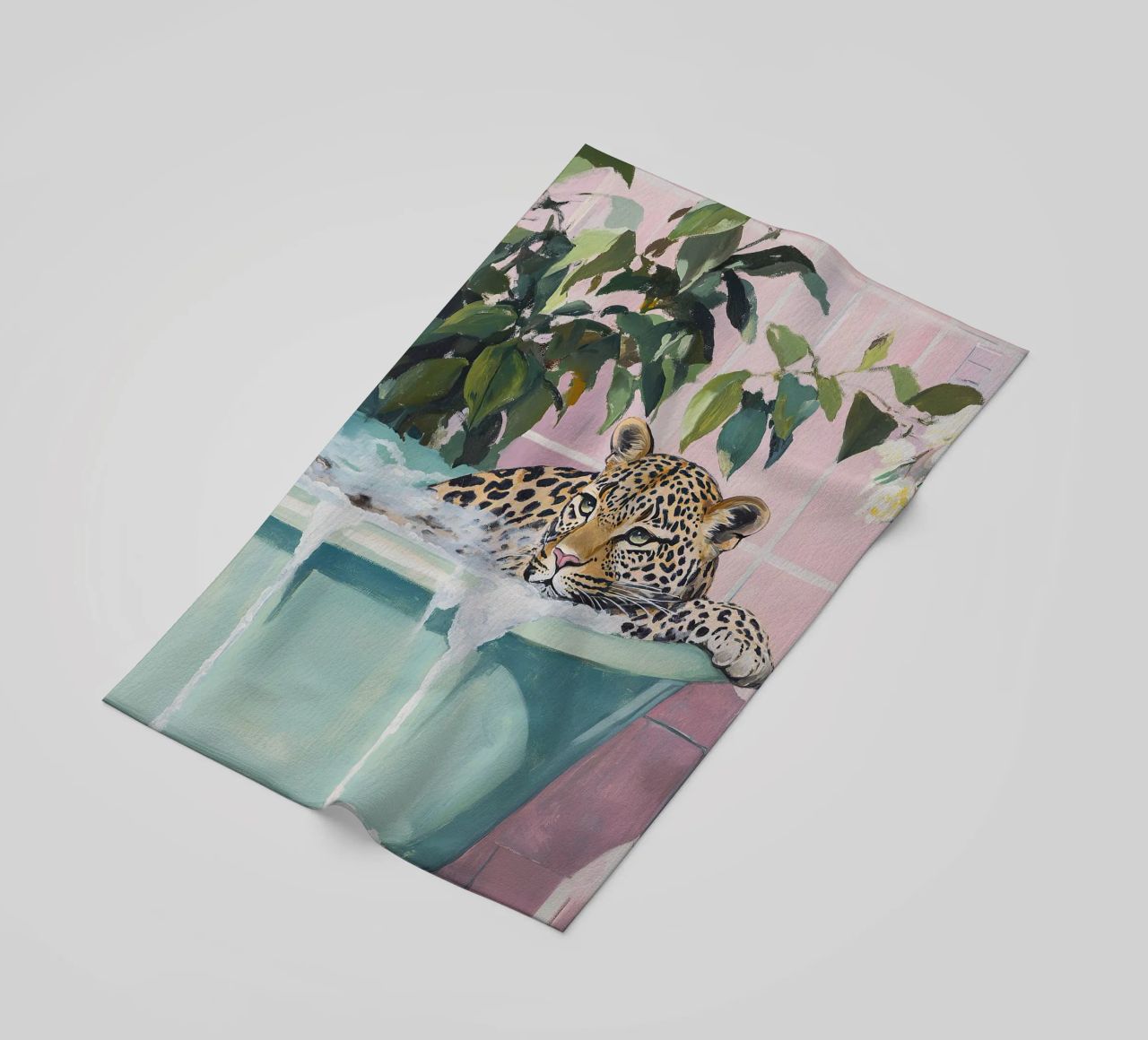 Vasca da bagno leopardata Rosa Pastello Piante da bagno Sapone telo mare da Euphoria Theresa