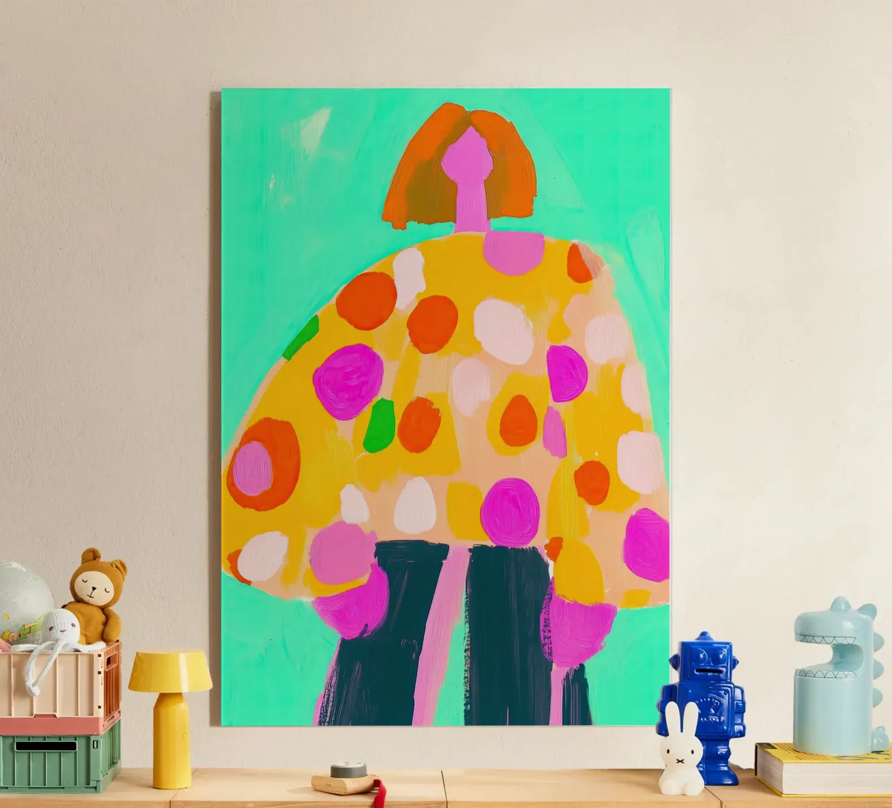 Abstrait à points jaune et sarcelle : Mode pop art maximaliste plexiglas de dawnthesea