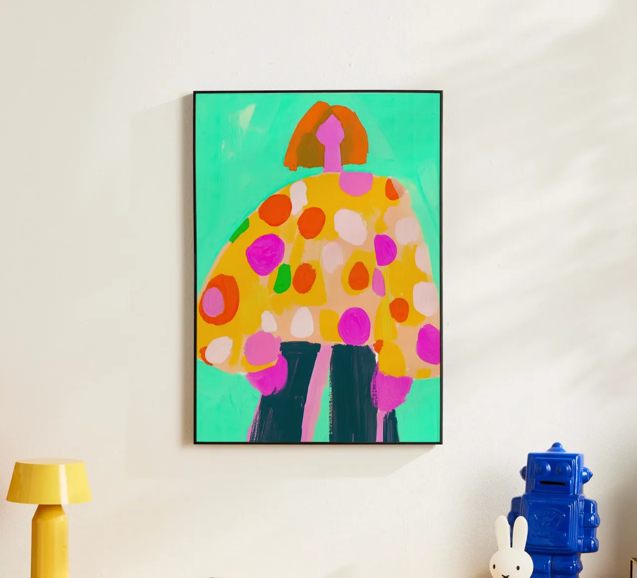 Abstrait à points jaune et sarcelle : Mode pop art maximaliste alu dibond de dawnthesea