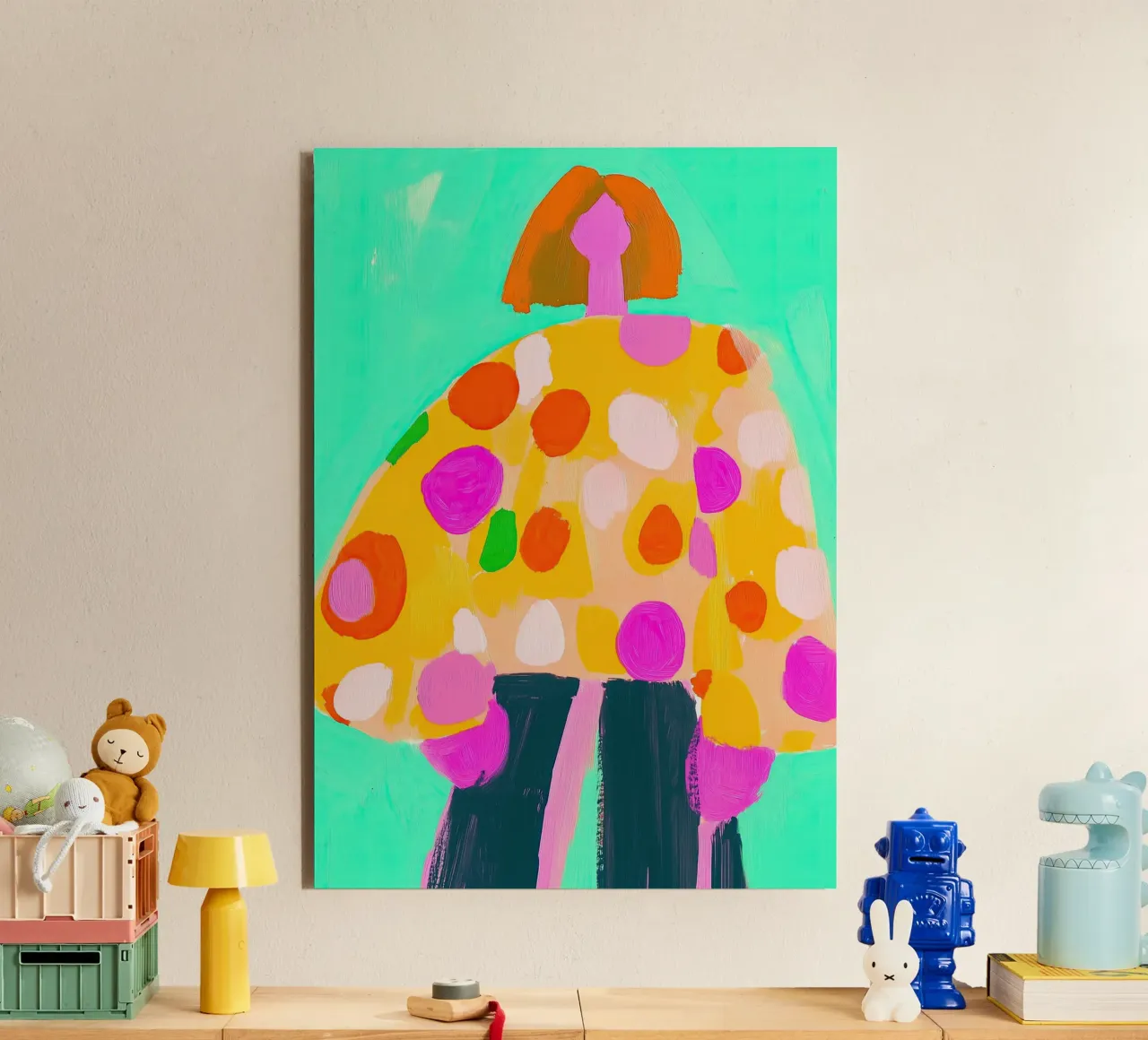 Abstrait à points jaune et sarcelle : Mode pop art maximaliste alu dibond de dawnthesea