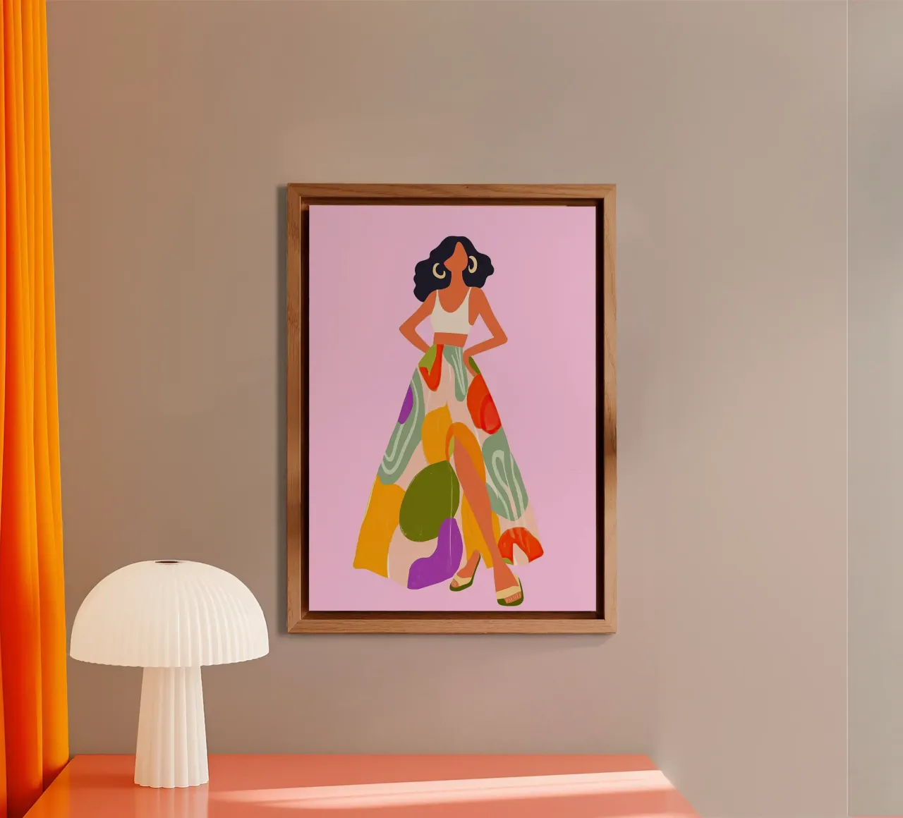 Maxirok met split en abstracte print: Boheemse zomermode aluminium-dibond van dawnthesea