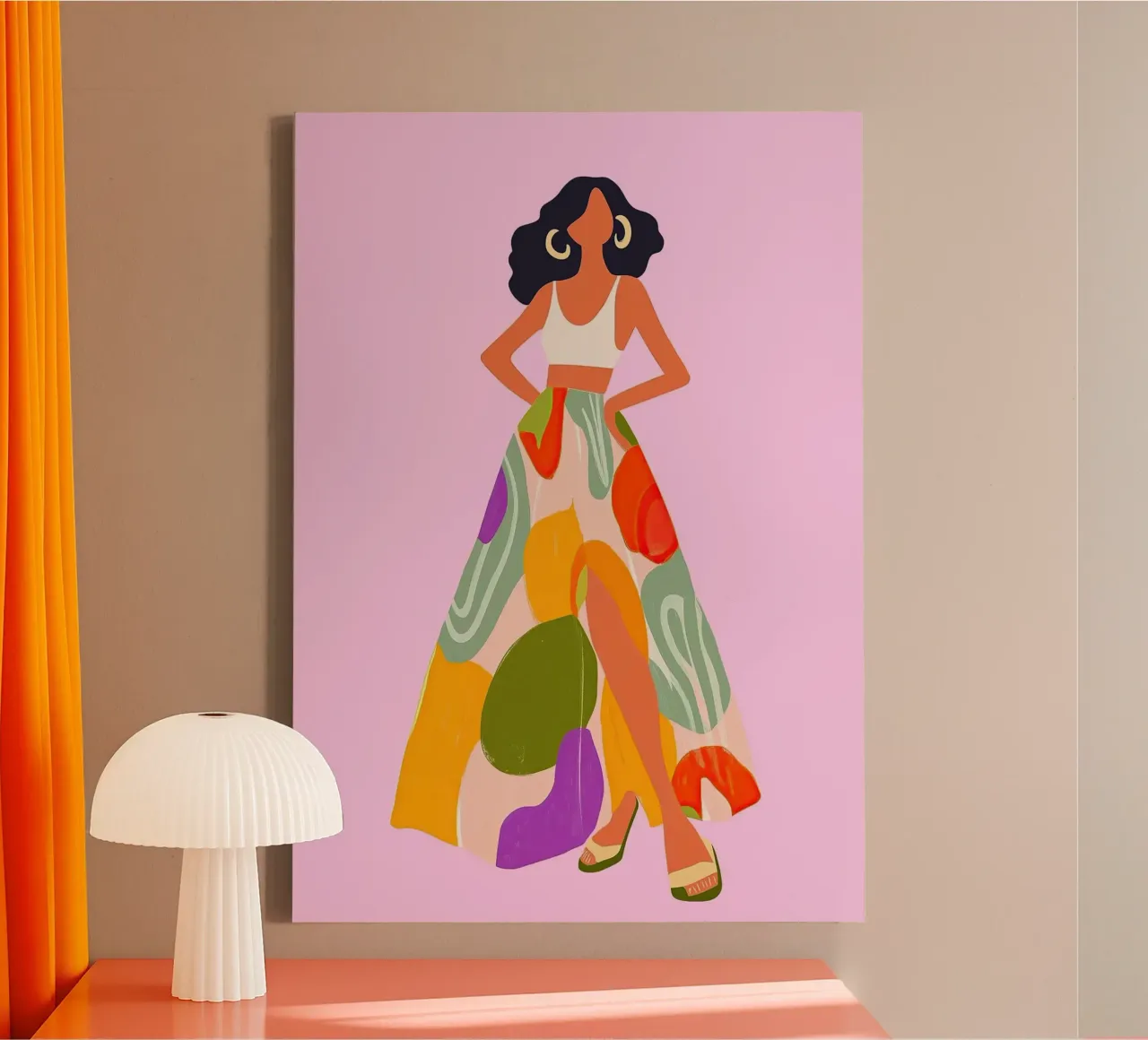 Maxirok met split en abstracte print: Boheemse zomermode canvas van dawnthesea