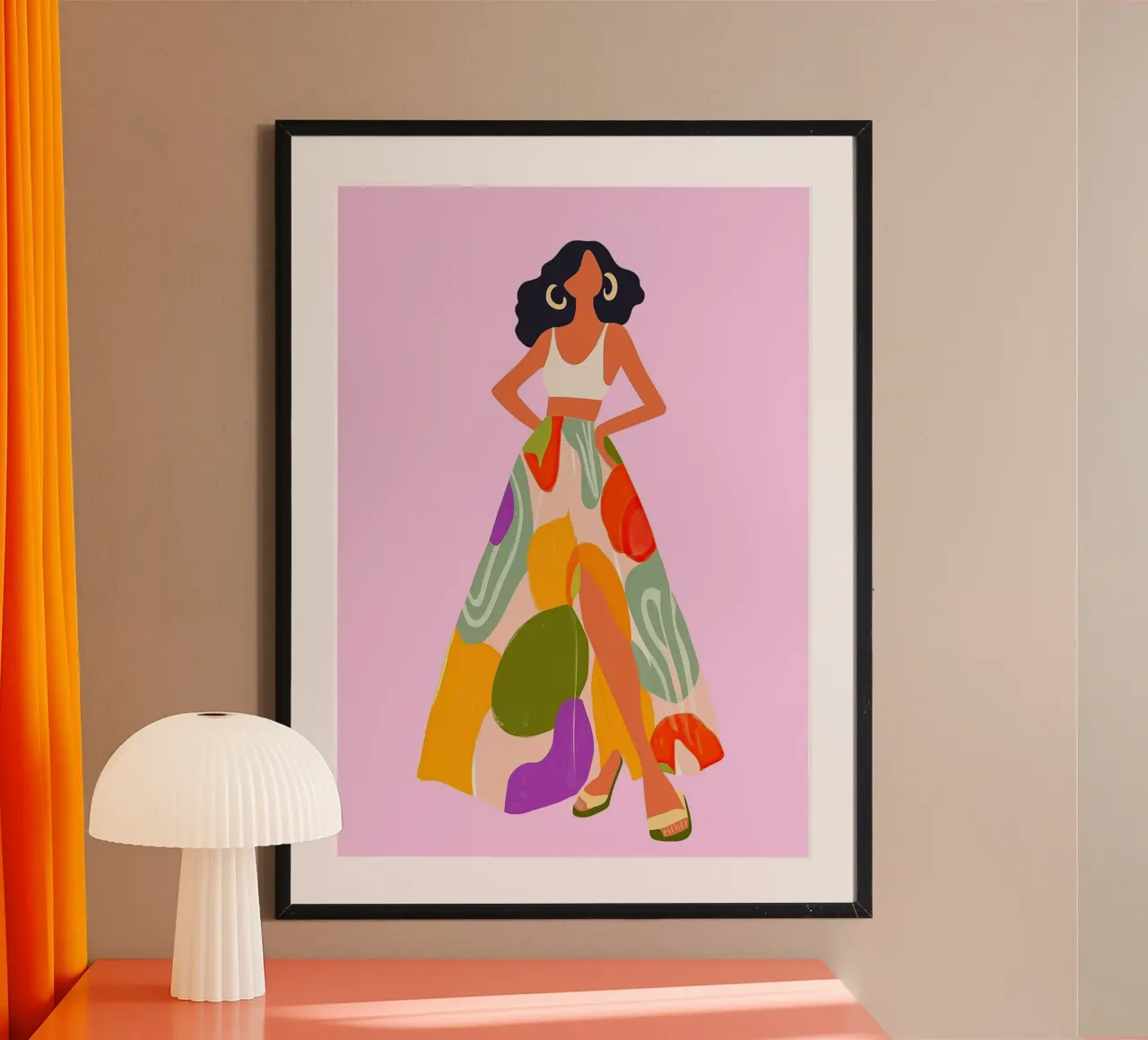 Maxirok met split en abstracte print: Boheemse zomermode poster van dawnthesea