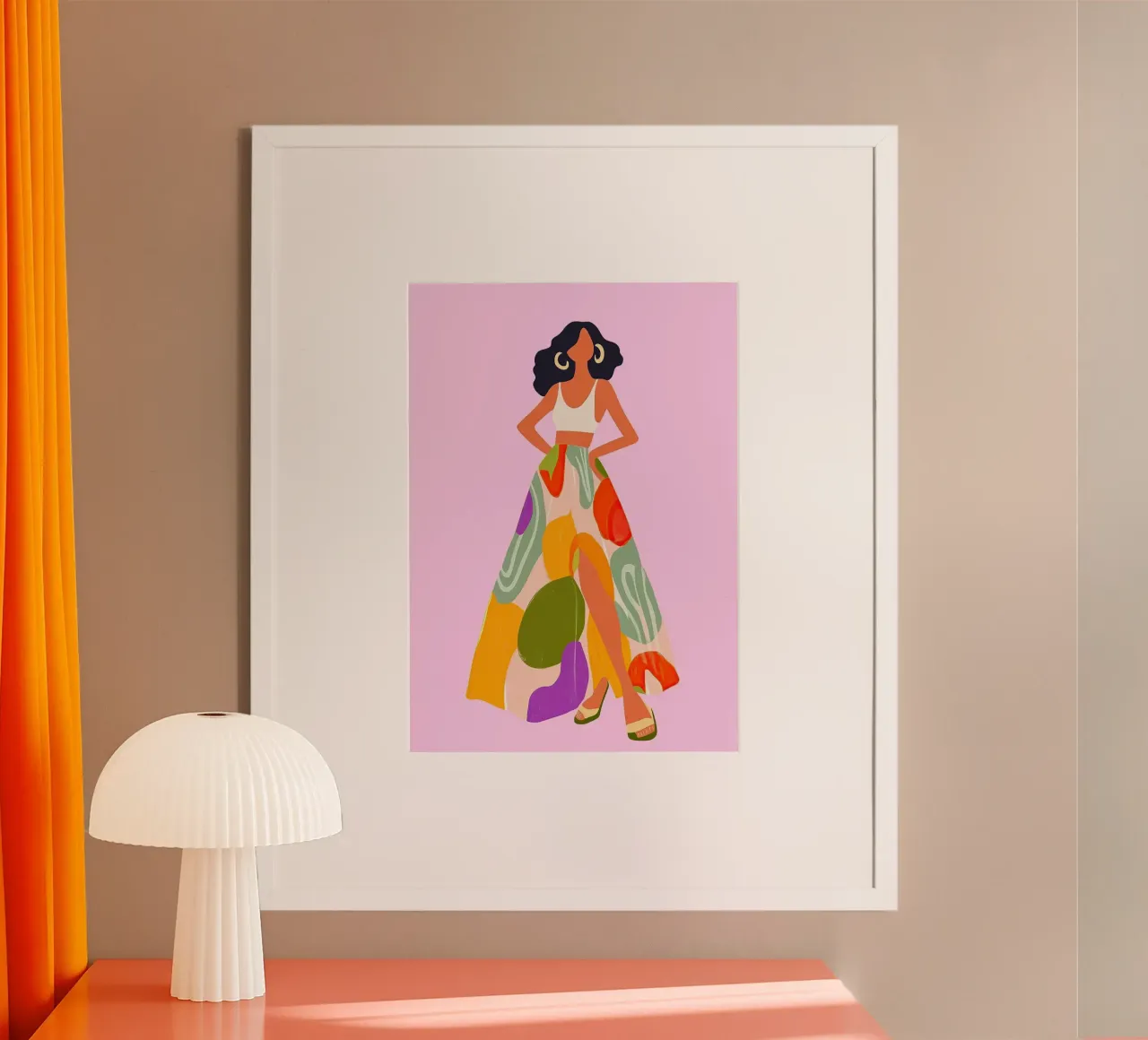Maxirok met split en abstracte print: Boheemse zomermode poster van dawnthesea