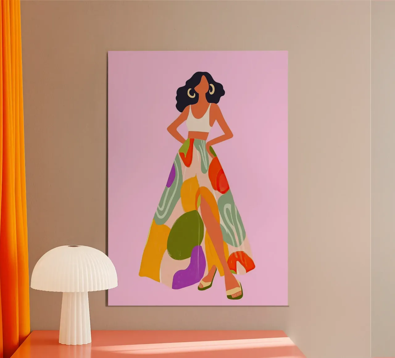 Maxirok met split en abstracte print: Boheemse zomermode hahnemühle van dawnthesea