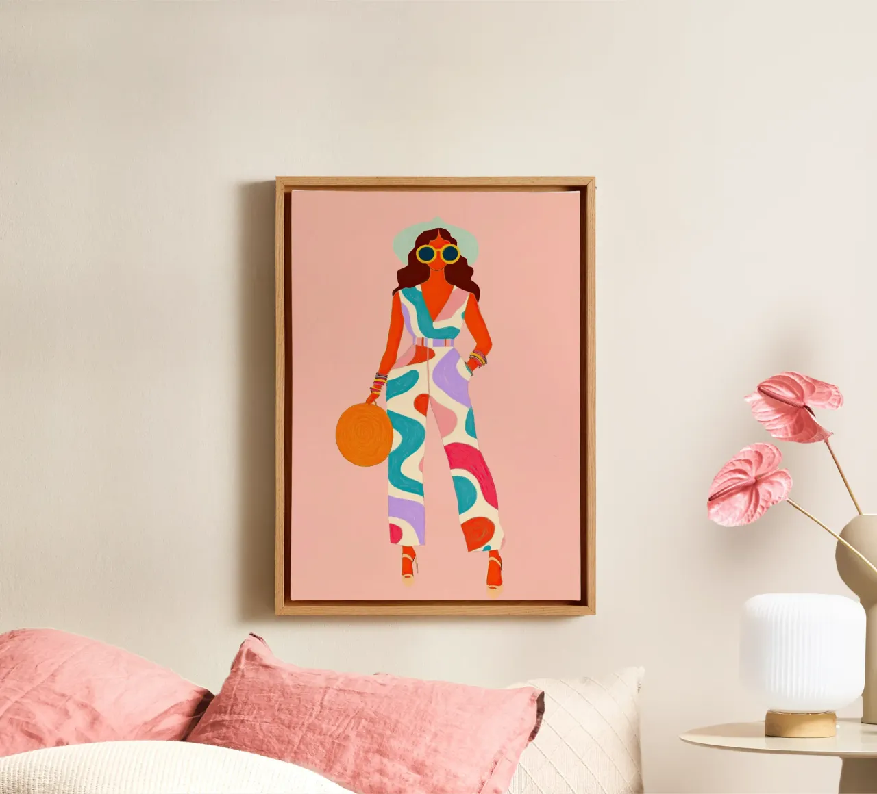 Mono Psicodélico Wave: Retro 70s Groovy Maximalist Art lienzo de dawnthesea