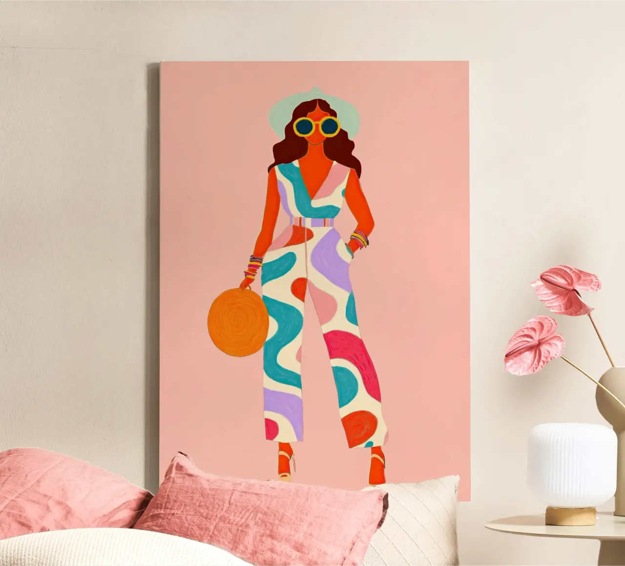 Mono Psicodélico Wave: Retro 70s Groovy Maximalist Art lienzo de dawnthesea