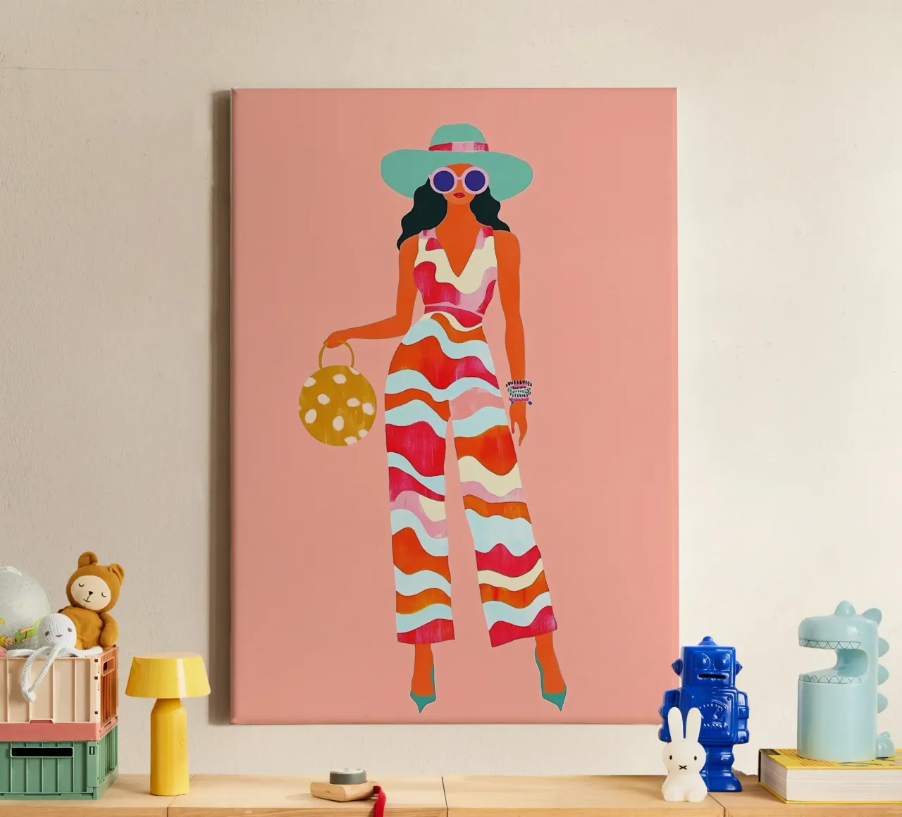 Mono Psicodélico Wave: Retro 70s Groovy Maximalist Art lienzo de dawnthesea