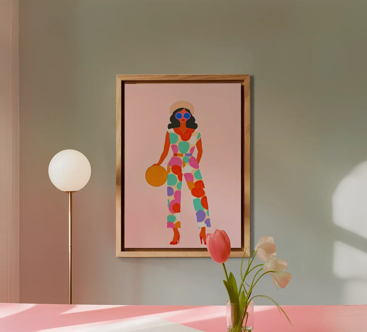 Tuta retrò Blob Pop Art: Chic massimalista in verde acqua e arancione pannello forex da dawnthesea