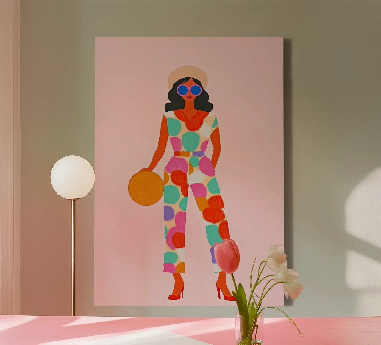 Retro Blob Jumpsuit Pop Art: Teal & Orange Maximalist Chic canvas by dawnthesea