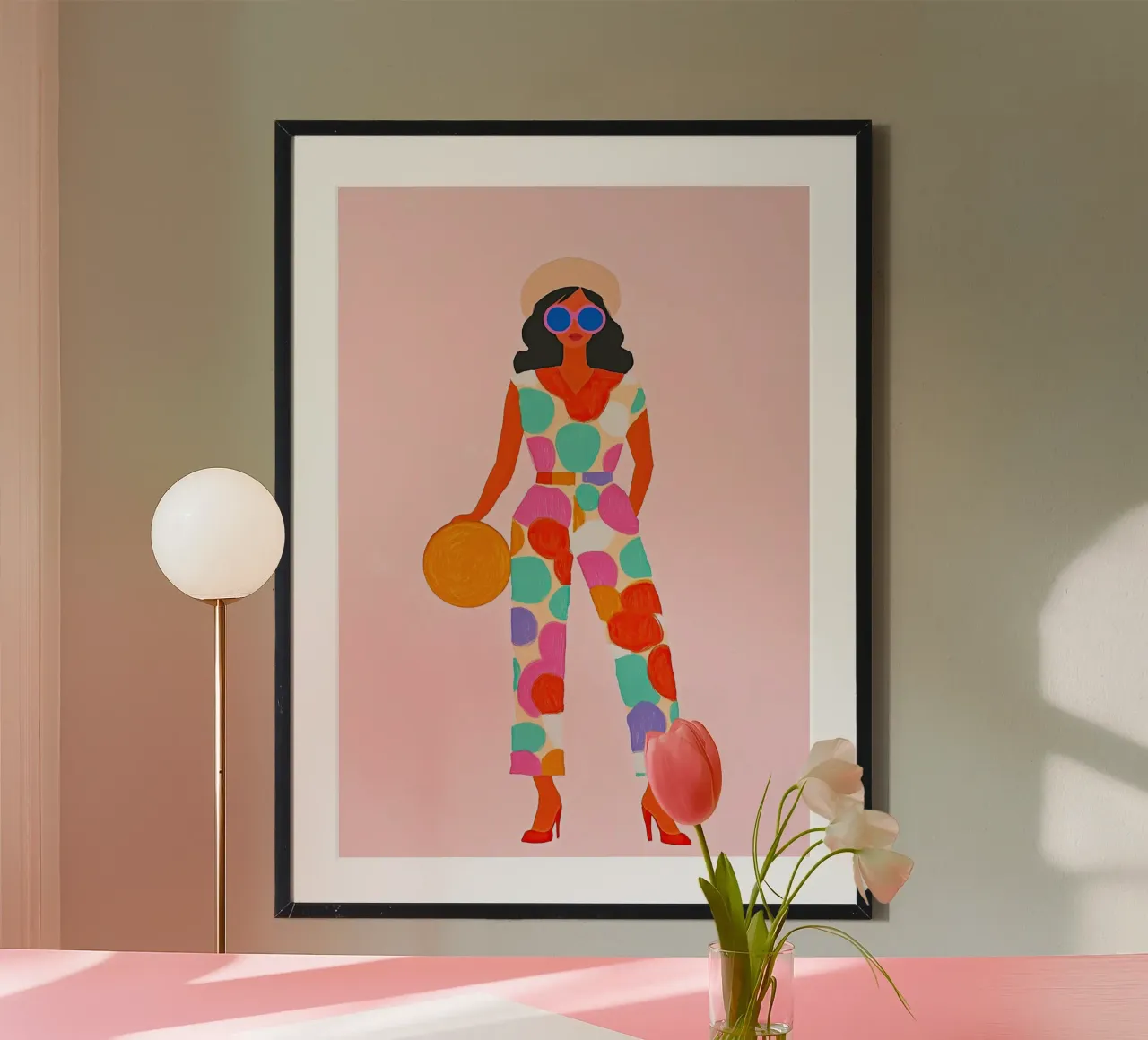 Retro Blob jumpsuit pop-art: Teal & Oranje Maximalistische Chic hahnemühle van dawnthesea