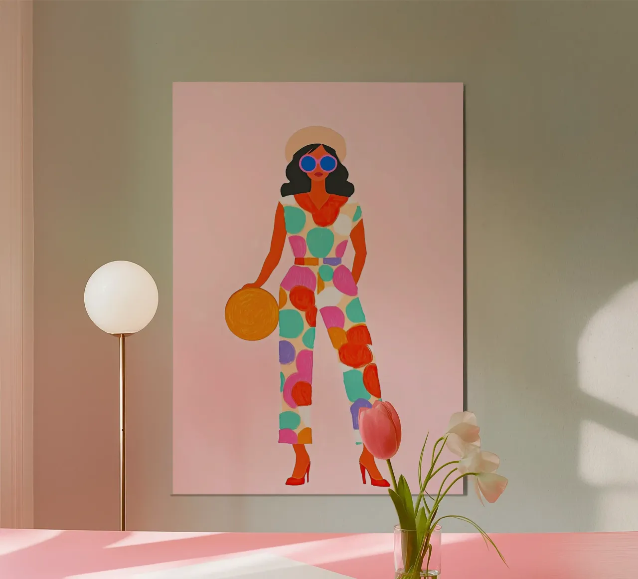 Retro Blob jumpsuit pop-art: Teal & Oranje Maximalistische Chic hahnemühle van dawnthesea