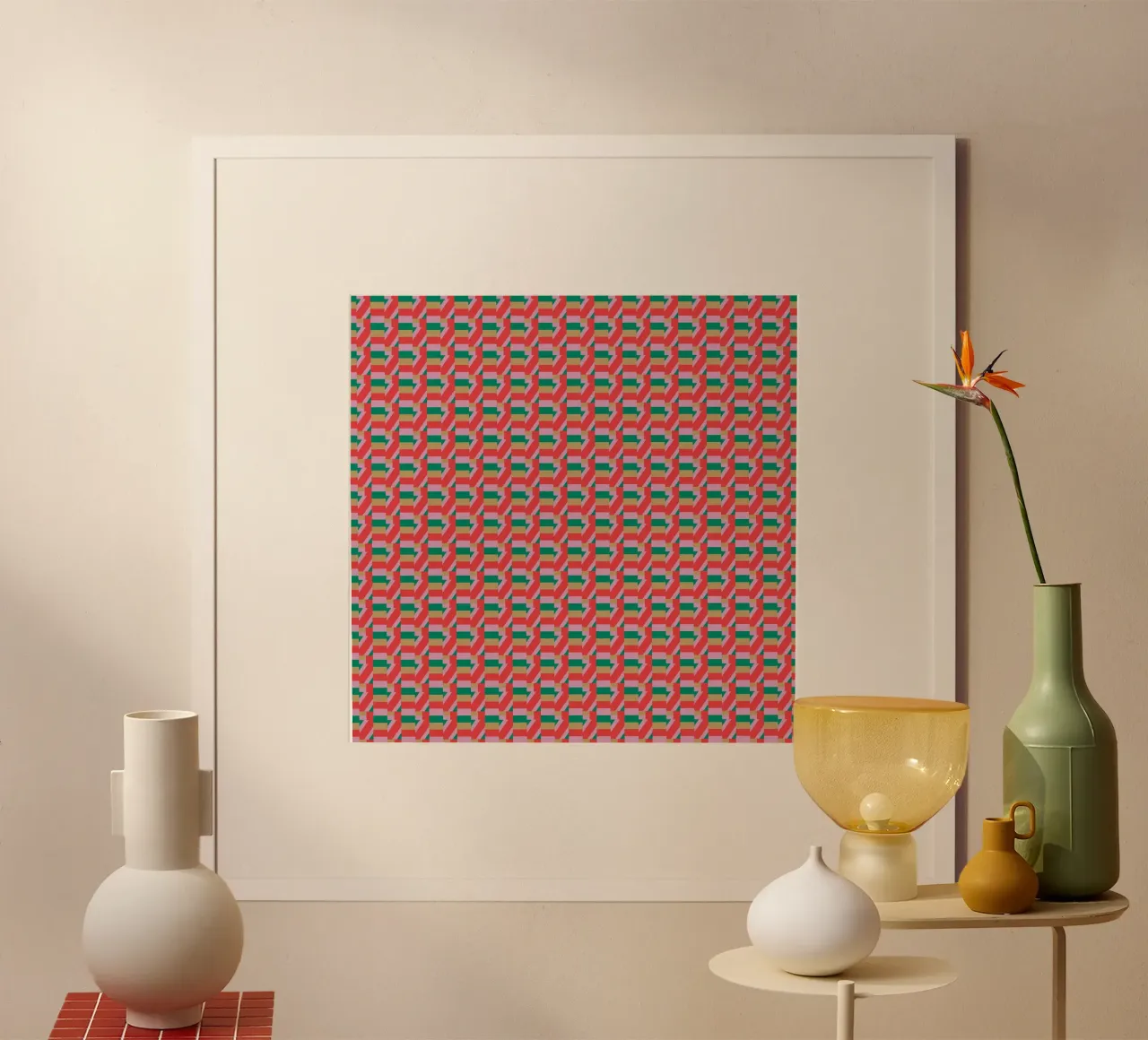 Geometric Pattern with Red and Green hahnemühle by Life of Pie