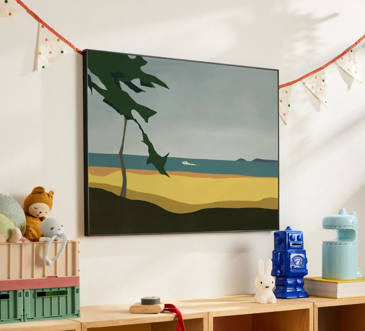 Scena di spiaggia con barca lontana alluminio dibond da Life of Pie