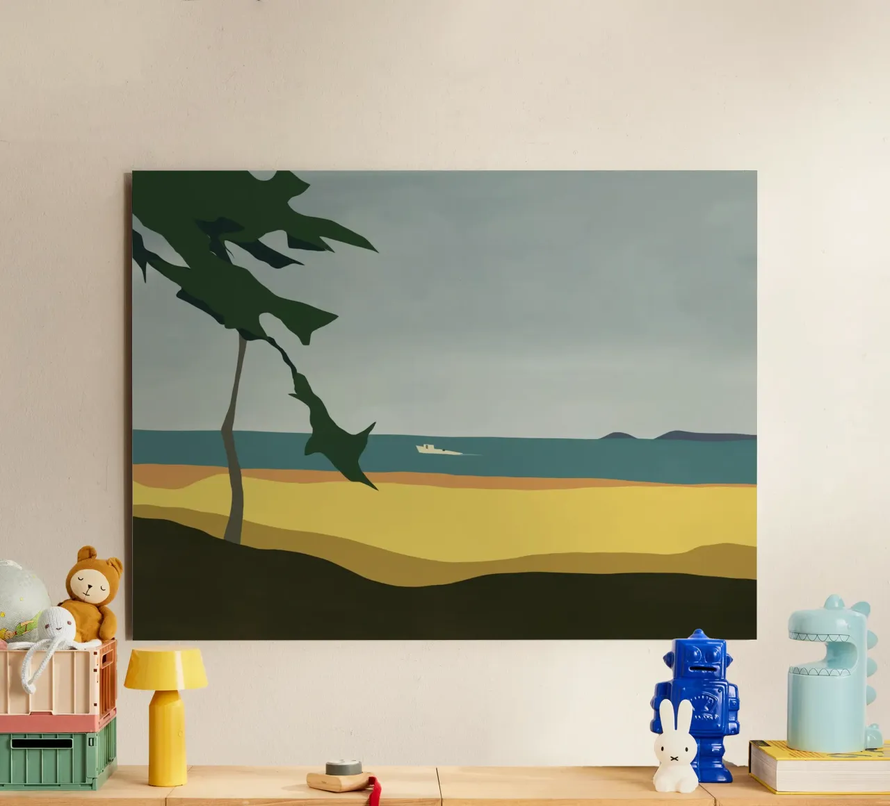 Scena di spiaggia con barca lontana alluminio dibond da Life of Pie