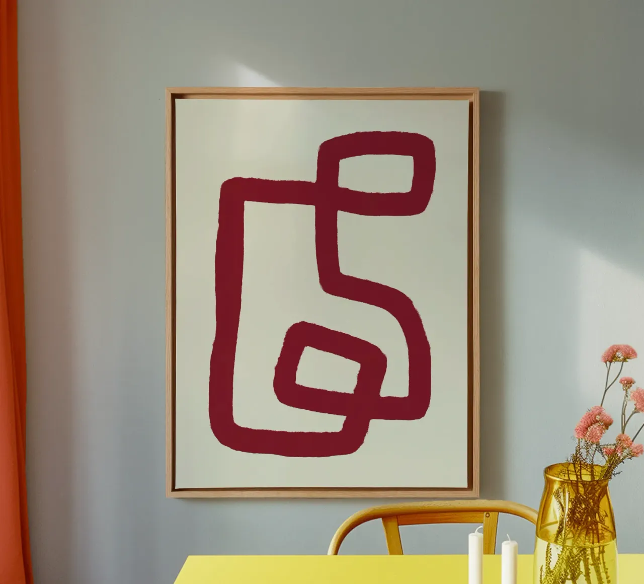 Linea rossa astratta di design tela da Life of Pie