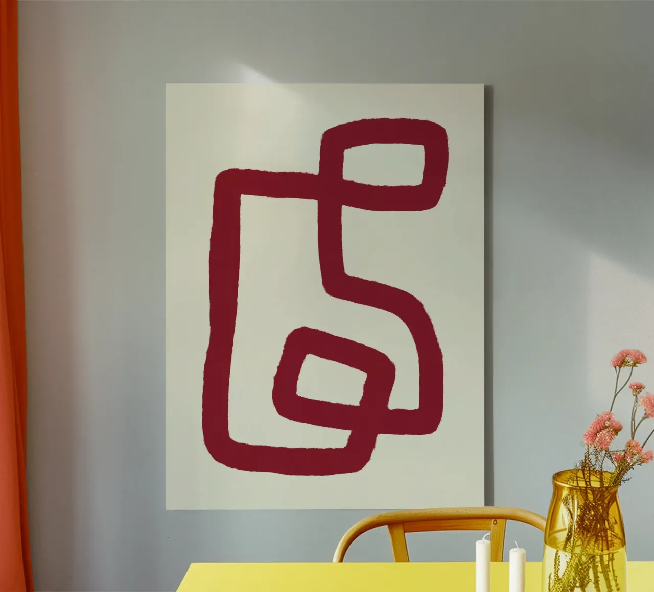 Linea rossa astratta di design tela da Life of Pie