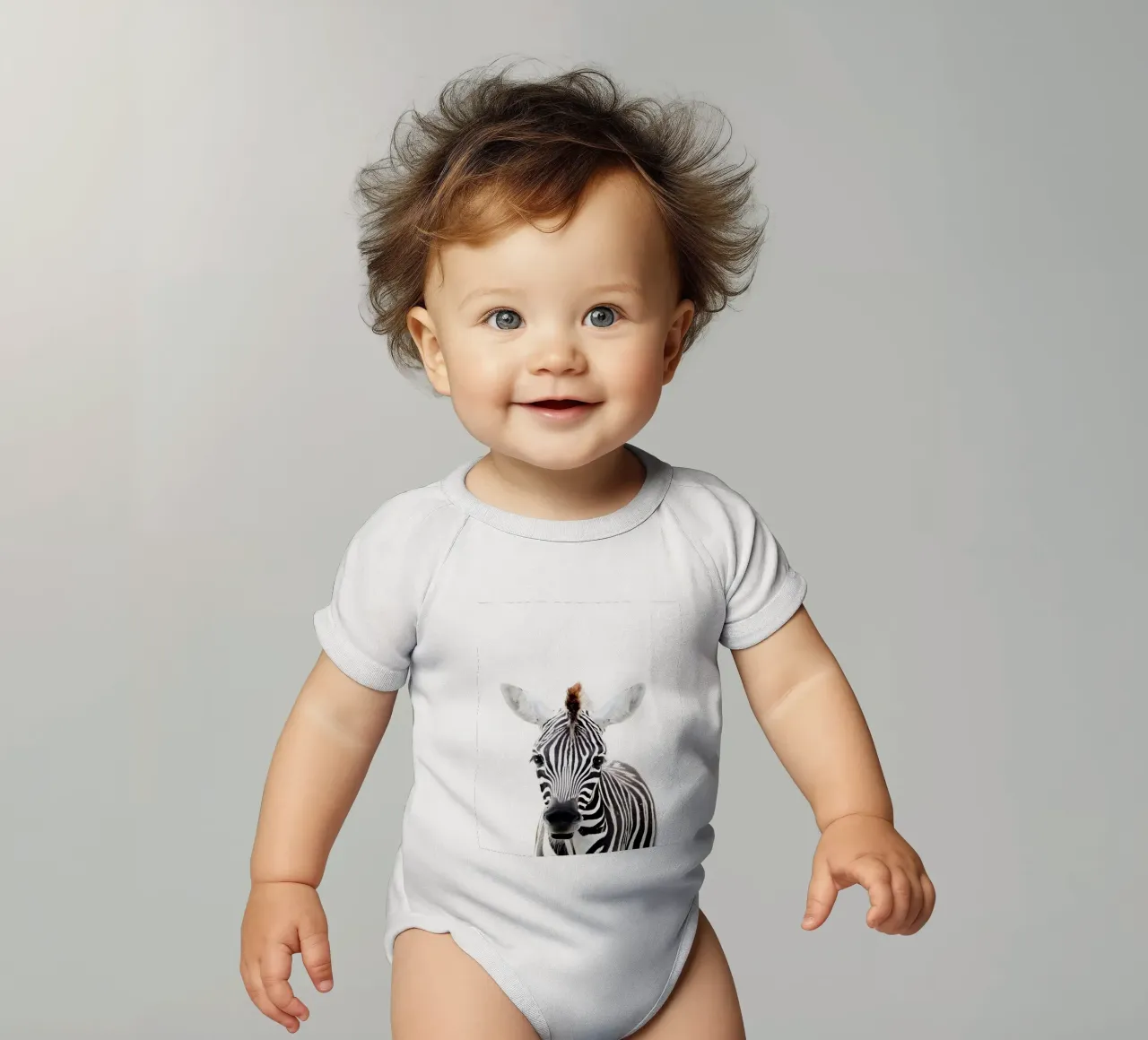 Ritratto di zebra body neonato maniche corte da Pixel Boy