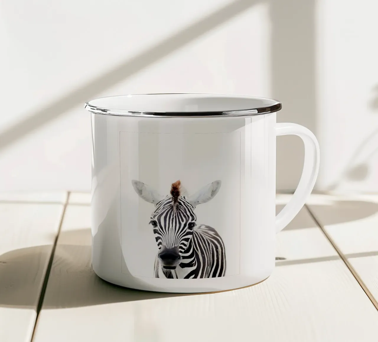 Zebra portret emaille mok van Pixel Boy