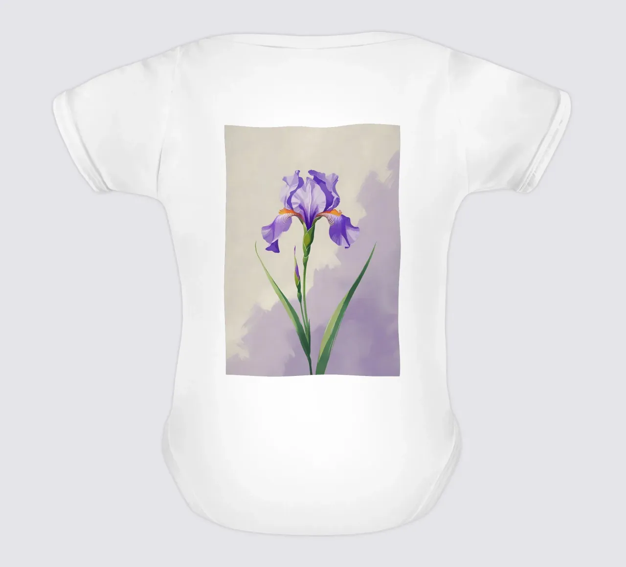 Paarse iris bloeit - Zachte aquarel botanische kunst babyrompertje korte mouwen van Bloom And Brush