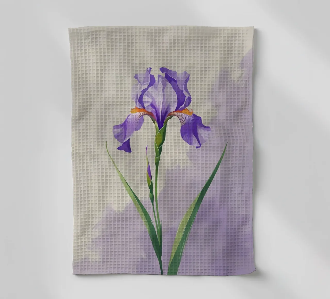 Fleur d'iris pourpre - Aquarelle douce Art botanique torchon de Bloom And Brush